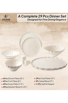 29-Piece Premium Porcelain Dinner Set – Crack-Resistant Plates, Bowls, Oval Plates, Salad Bowl, and Salt & Pepper Shaker, Complete Service for 6 (Design - 15)
