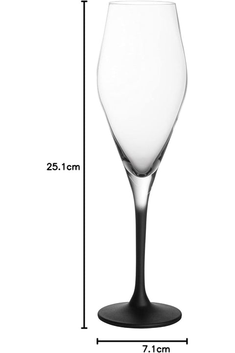 - Manufacture Rock, Champagne Glass Set, 4 Pieces, 260 ml, Crystal Glass, Transparent/Black