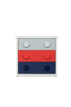 Blocks 3 Drawers Dresser | Durable Vanity Table | Dressing Makeup Desk L80xW39.5xH76.5cm - Grey & Red+Blue