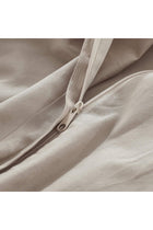 Cotton Duvet Cover Set Zippered Closure Including Pillowcases Twin, Light Brown, Coverset Zippered
