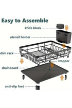 Dish Drying Rack - Kitchen Counter Dish Rack for Kitchen, Dish Drainer with Drainboard, Utensil Holder, Dish Holder for Sink(Black)