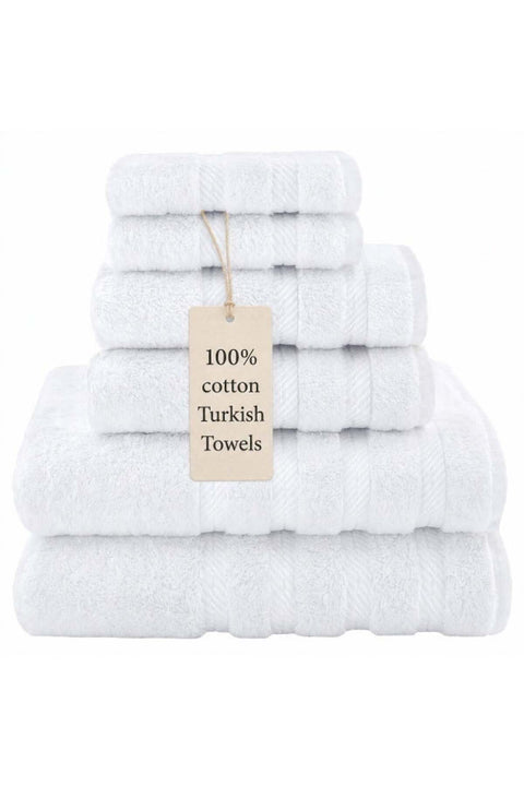 Safi Plus Towel Set Luxury Hotel Quality 600 GSM Genuine Combed Cotton, Super Soft & Absorbent Family Bath Towels 6 Piece Set - 2 Bath Towels, 2 Hand Towels, 2 Washcloths - Bright White