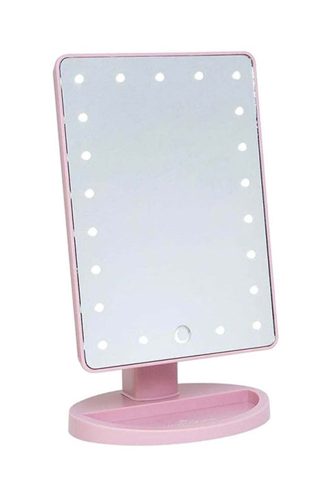 LED Light Makeup Countertop Vanity Mirror Pink 22x16cm