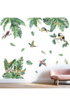 Tropical Leaves Wall Stickers for Women: Peel and Stick Green Plant Hanging Leaf Birds Wall Decals - Living Room Bedroom Nursery Home Vinyl Decor