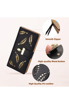 Sweet Cute Chocolate Women's Long Leaf Bifold Wallet Leather Card Holder Purse Zipper Buckle Elegant Clutch
