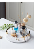 Round White Marble Tray With Gold Handle