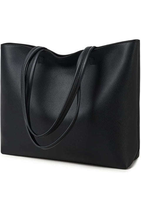 MEEGIRL Ladies Tote Bags Simple PU Leather Handbags Work School Shopping Bags for Women with Zip and Inner Pocket | Simple