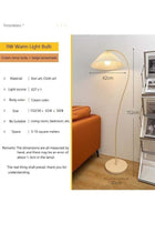 LED Floor Lamp with Pleated Shade, Modern Stand Light with Warm Light Bulb, Metal Pole, Beige Shade
