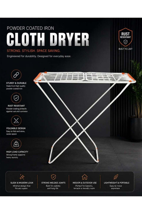 Loyd Cloth Dryer- DC3712 with Side Wings, Powder Coated Iron, Foldable, 18m Drying, 18 Kg