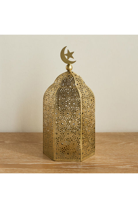 Crescent Lattice Metal Lantern - 30 cm