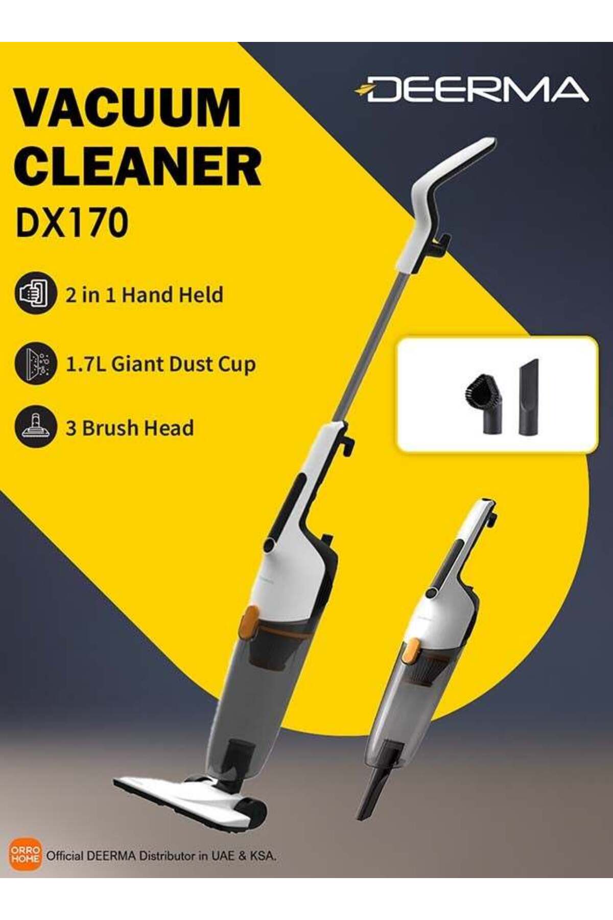 DXAD11A 2-in-1 Handheld & Stick Vacuum, 17Kpa Powerful Suction, 1.7L Dust Cup
