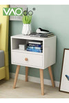 Nightstand with Drawer and Open Shelf, Modern Bedside Table with Solid Wood Legs, Nordic End Table, Minimalist Side Table, Easy to Assembly for Bedroom Living Room Small Space