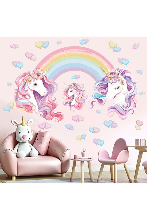 Unicorn Rainbow Wall Stickers for Girls: Peel and Stick Unicornio Cloud Wall Decals - Wall Decor Art Kids Supplies Ages 1-12 Year