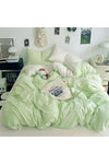 Duvet Cover Set King Size 4 Pcs, Upgraded Super Soft Washed Cotton Bedding Set - Greenish Yellow