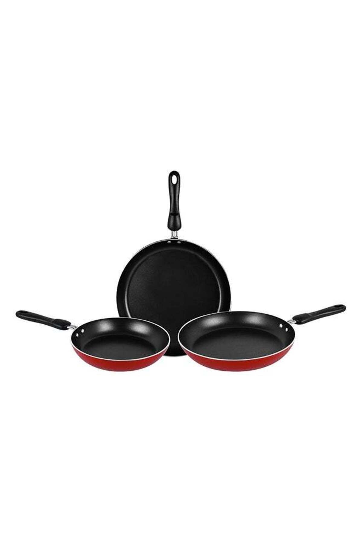 Triple Pack Frypan Set Red 28cm