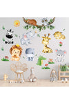 Jungle Baby Animals Wall Stickers - Monkeys Lion Giraffe Forest Animals Wall Decals - Baby Nursery Kids Room Daycare Playroom Classroom Wall Decor