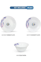 18 Pcs Opal ware Dinner Set Dinner plate, Dessert plate, Bowl Dishwasher & Microwave safe BPA Free Durable and Stylish for everyday use