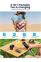 5200mAh Portable Handheld Fan Rechargeable - 3 Speeds Foldable Personal Cooling, 2-IN-1 Hand Held Fan Battery Operated, 20H Runtime for Travel/Summer/Concerts/Women (Black)