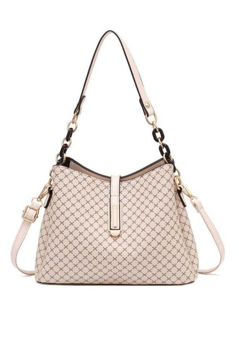 PU Leather Handbag Large Capacity Shoulder Bag for Women Beige
