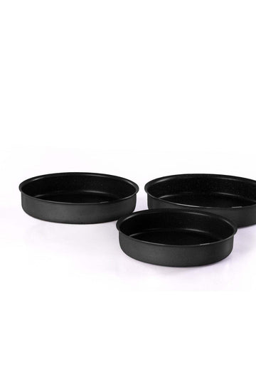 3 Piece Cook Round Oven Tray Set 7-Layer Granite Coating Non-Stick Surface 24-26-30cm
