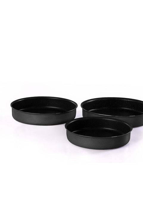 3 Piece Cook Round Oven Tray Set 7-Layer Granite Coating Non-Stick Surface 24-26-30cm