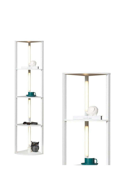 Living Room Bedroom Study Room Decoration LED Bookshelf Lamp, Movable 4-Tier Floor Lamp with Storage Rack with Remote Control 11W