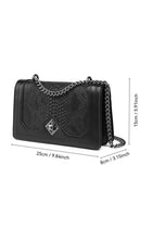 Women’s PU Crossbody Bag, Chain Flap Snake Texture, for Daily Commuting, Dating, Office (Black)