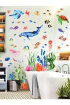 Under The Sea Wall Decals Sea Turtle Whale Dolphin Starfish Wall Stickers 3D Coral Reef Ocean Grass Bubbles Wall Decals Wall Decoration for Wall Corner Nursery Room Children Bedroom Bathroom