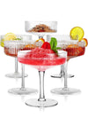 Ribbed Coupe Glasses, 6 Pcs 10 oz Vintage Cocktail Coupe Glasses Set, Unique Martini Glass
