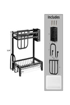 2-Tier Dish Drying Rack Black 35 x 22 x 40cm