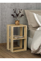Modern Nightstand Bedside Table | Multifunctional Side Table For Bedroom Living Room| 2Tier Table| 30X34X55Cm Oak