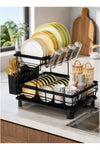 Dish Rack, 2 Tier Rustproof Large Capacity Dish Drying Rack with Automatic Drainage, Multi-functional Storage Organizer for Kitchen Counter