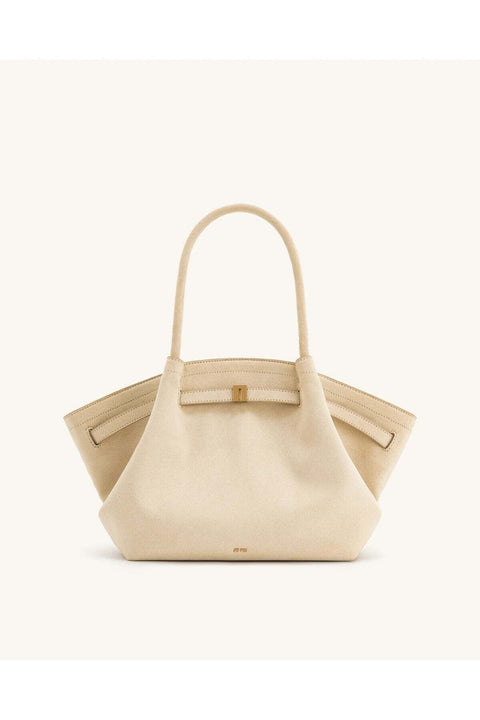 Hana Medium Tote Bag -Faux Suede- White