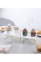 Round Marble Tray Stand Set Of 2 Pcs White