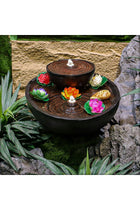 Double-Tiered Zen Tabletop Fountain, Polyresin & Fiberglass Waterfall Fountain, Electric Water Fountain with LED Light, Freestanding Fountains for Indoor/Outdoor Relaxation, Event & Home Decor