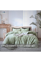 3-Piece Duvet Cover Set with 300 TC Cotton - Fade Resistant, Stain Free Duvet Cover for Bedrooms | 1 Comforter Cover & 2 Pillow Shams 65x65cm (Sage Green, Queen - 225 x 225cm)