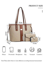3PCS Tote Bag Set for Women Large Capacity Hand Shoulder Bag with Adjustable Drawstring Fashion Purse Clutch Bag Set for Office Travel Daily Bag