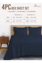 Pure Combed Cotton Bed Sheet Set Queen Size Dark Blue, 400 Thread Count Sateen Weave