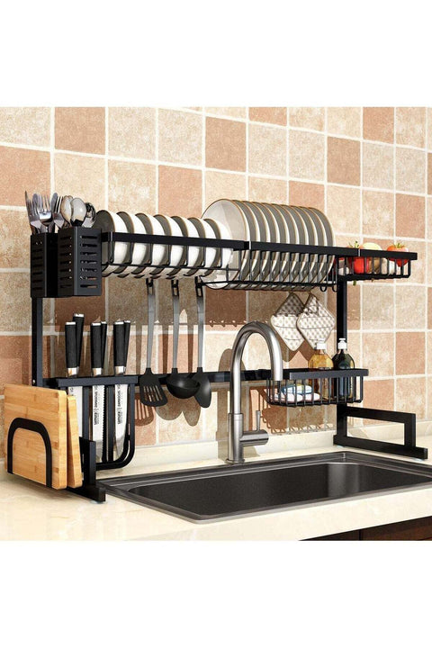 2 Tier Stainless Steel Kitchen Rack Organizer Dishes Drainer Rack Over Sink Drain Rack Kitchen Storage Countertop Holder