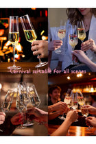 7.5 oz Clear Hand-Blown Elegant Champagne Glasses Set of 6, Clear Red/White Wine Glasses, Long Stem Wine Glasses for Party, Wedding and Home