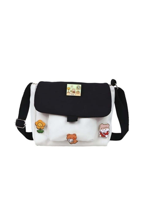 Girls' Cute Shoulder Bag, Crossbody Bag Sling Bag Side Bag Carry Bag with Badge Charm for Students