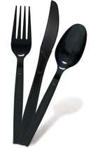 Fun Heavy-Duty Black Cutlery Set Spoons Knives Forks Disposable Plastic Utensils (Pack of 18)