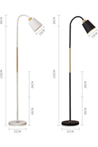 Floor Lamp White Black Wood Modern Standing Corner Reading Light, Black