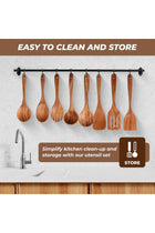 9-Piece Teak Wood Kitchen Utensil Set, Wooden Spoons for Cooking, Wooden Utensils for Cooking