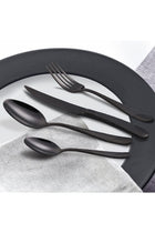 Hammered Silverware Set, 4-Piece Modern Black 18/10 Stainless Steel Flatware Set