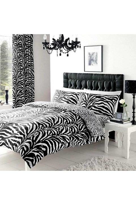 Zebra Skin Bed Set With Pillow Cases White/Black Double Duvet Quilt Cover, Super Soft Animal Bedding Set