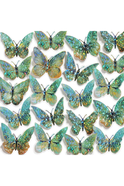 Butterfly Wall Decor, 3D Fairy Butterfly Wall Stickers Removable DIY Art Decals for Bedroom Living Room Party Craft Decorations, Cute Lightweight Design for Home and Event Decor, 50 Pack Green