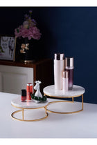 Round Marble Tray Stand Set Of 2 Pcs White