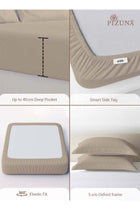 Pure Combed Cotton King Fitted Sheet 180x200 cm Simply Taupe, 400 Thread Count, 2 Pillowcase