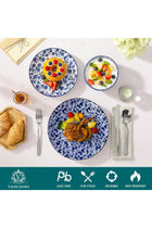 Selene Dinner Sets for 6 People, 18 Pieces Vintage Blue Porcelain Plates and Bowls Set